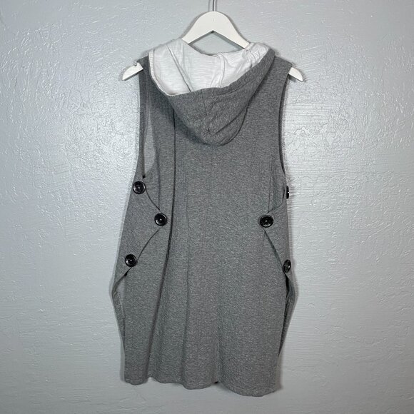 Neon Buddha Women XL Gray Highlands Hooded Sweater Vest Lagenlook Oversized - Picture 4 of 7